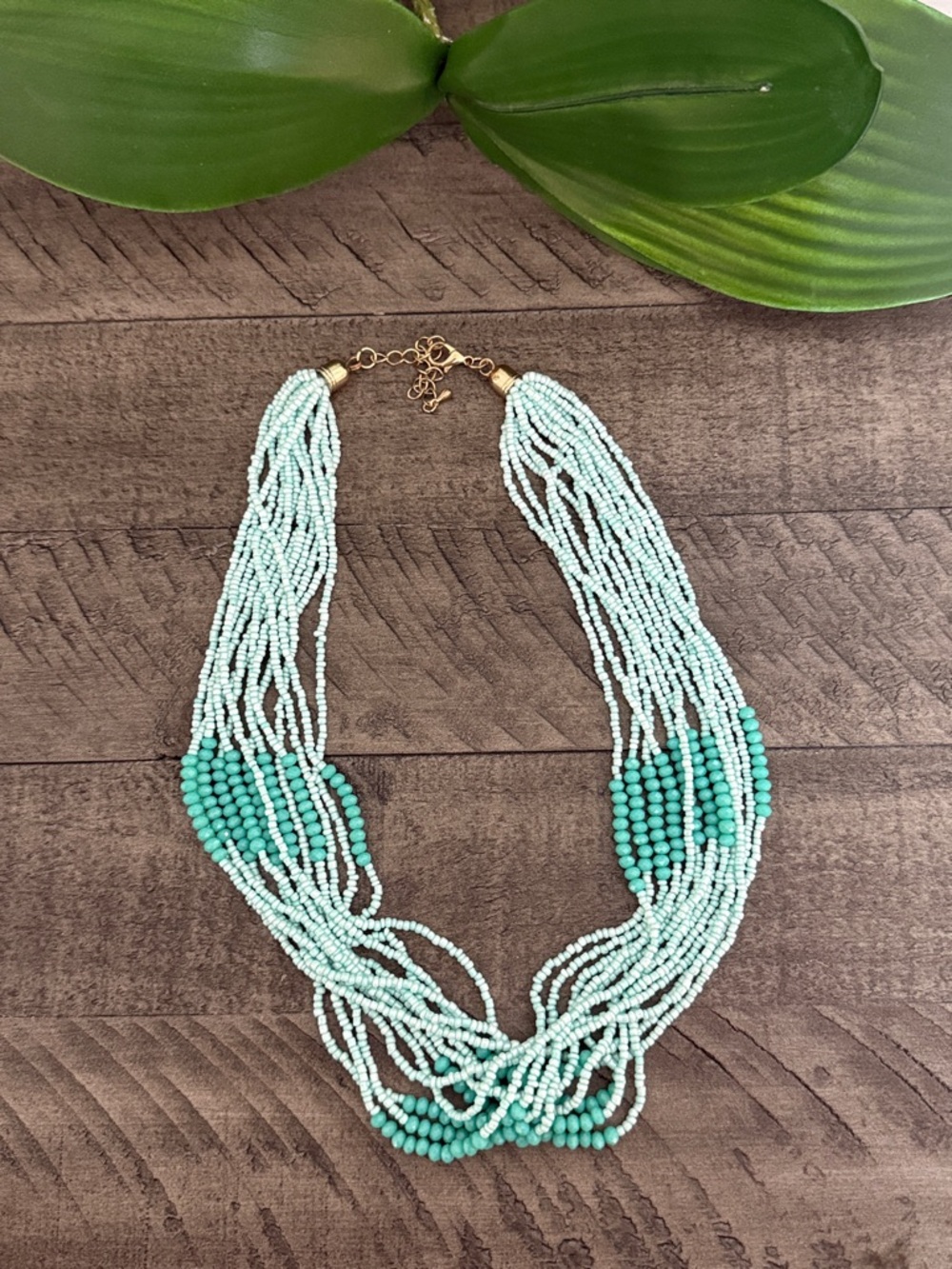 Multi-Strand Beaded Necklace - Mint Green